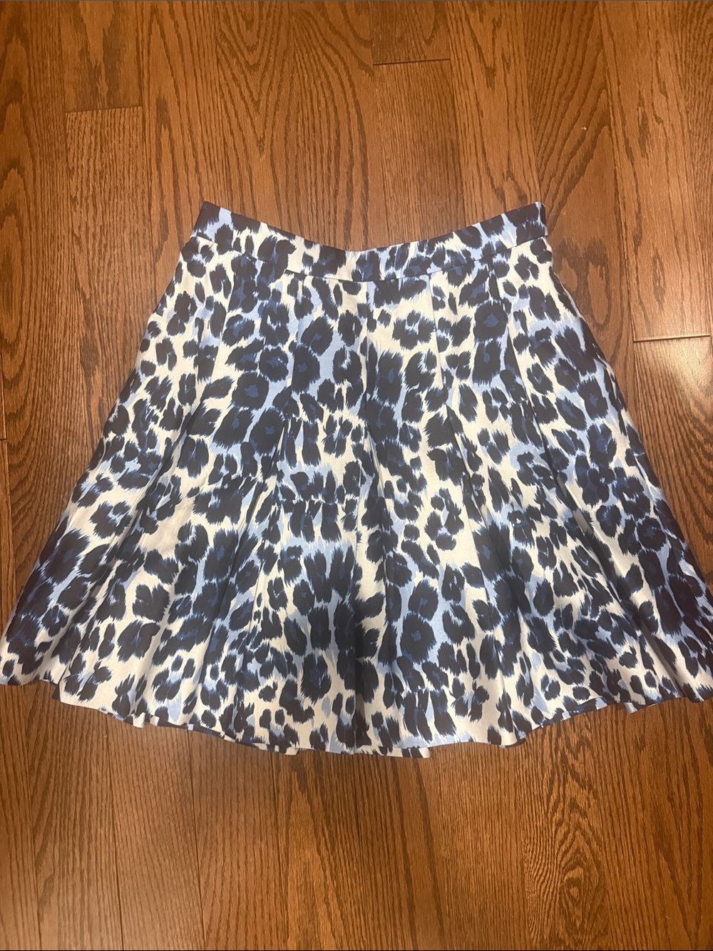 Diane Von Furstenberg Blue and White Leopard-Print Skater Skirt